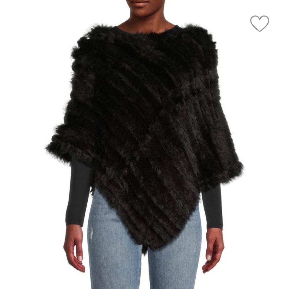 Vintage Adrienne Landau Faux Fur Poncho